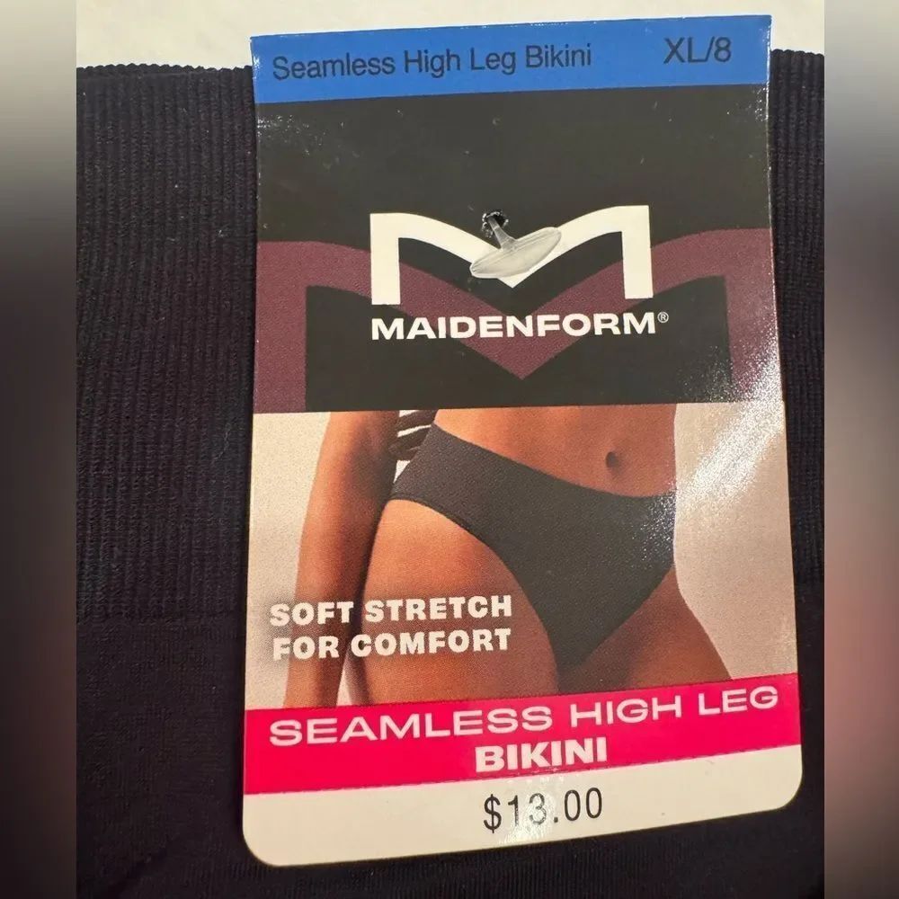 NWT MAIDENFORM SEAMLESSโHIGH LEG BRIEFS SZ XL BLACK